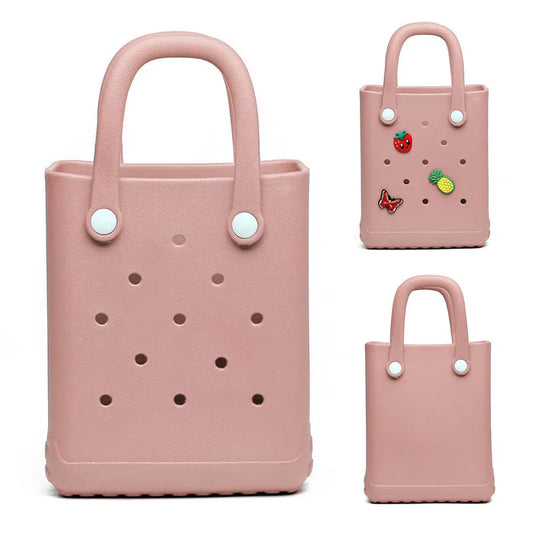 Mini Beach Bag Summer EVA DIY Waterproof Beach Basket Picnic Outdoortravel Tote Handbag Swimming Vacation Shopping Shoulder Bags